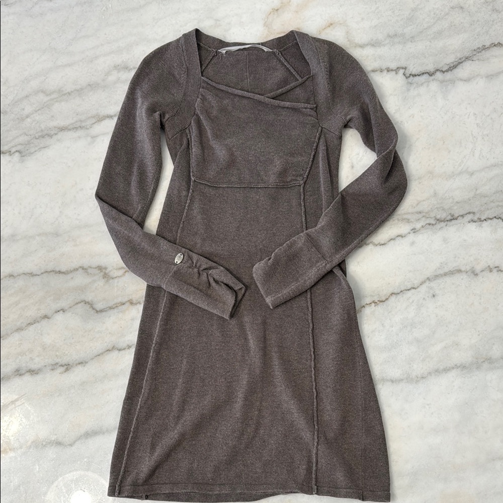 Athleta Hot Toddy Taupe Sweater Dress XXS